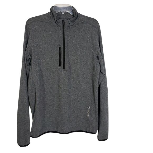 Reebok Men's Top Size Large Gray One Series Stretch Knit 1/4 Zip Pullover Pocket - Picture 1 of 10